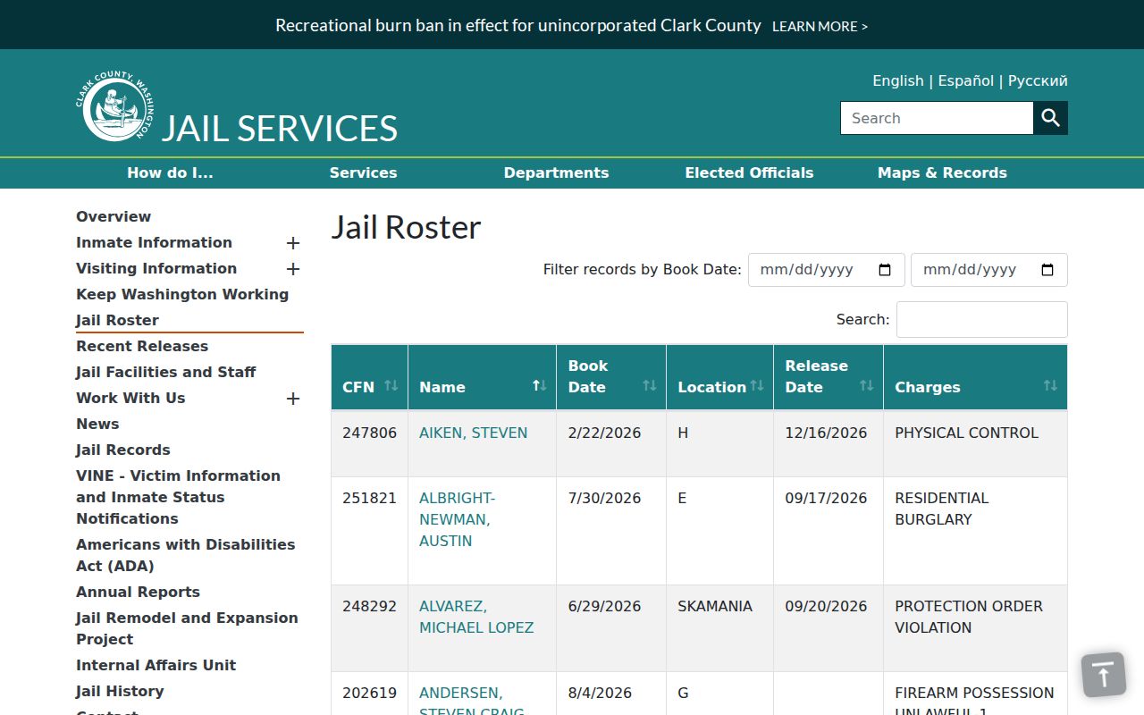 Battle Ground residents directory Clark County current jail roster