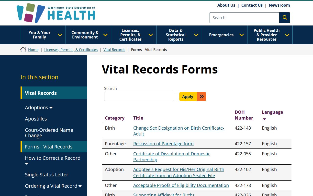 Battle Ground residents directory Washington vital records forms